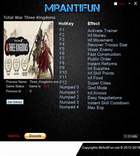Total War: THREE KINGDOMS Trainer.